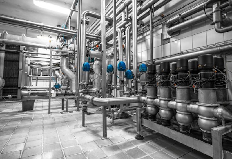 Process control room with monitoring screens